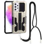 For Samsung Galaxy A73 5G Vanguard Lanyard Kickstand TPU + PC Phone Case(Gold)