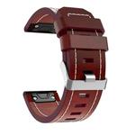 For Garmin Fenix 5X (With sewing thread) Quick-release Leather Watch Band(Brown)
