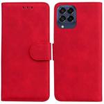 For Samsung Galaxy M33 5G Skin Feel Pure Color Flip Leather Phone Case(Red)