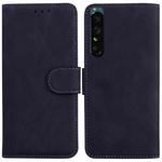 For Sony Xperia 1 IV Skin Feel Pure Color Flip Leather Phone Case(Black)