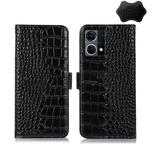 For OPPO Reno7 4G Global/F21 Pro 4G Crocodile Top Layer Cowhide Leather Phone Case(Black)