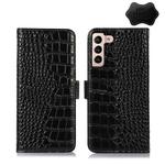 For Samsung Galaxy S22+ 5G Crocodile Top Layer Cowhide Leather Phone Case(Black)