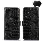 For Samsung Galaxy S22 Ultra 5G Crocodile Top Layer Cowhide Leather Phone Case(Black)