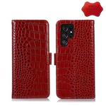 For Samsung Galaxy S22 Ultra 5G Crocodile Top Layer Cowhide Leather Phone Case(Red)