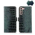 For Samsung Galaxy S22 5G Crocodile Top Layer Cowhide Leather Phone Case(Green)