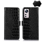 For Xiaomi 12 Pro Crocodile Top Layer Cowhide Leather Phone Case(Black)