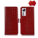 For Xiaomi 12 Pro Crocodile Top Layer Cowhide Leather Phone Case(Red)