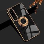 For Sony Xperia 10 IV 6D Electroplating Full Coverage Silicone Protective Case with Magnetic Ring Holder(Black)