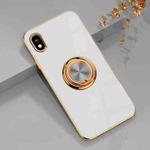 For Sony Xperia ACE III 6D Electroplating Full Coverage Silicone Protective Case with Magnetic Ring Holder(White)