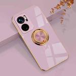 For Xiaomi Redmi Note 11E 6D Electroplating Full Coverage Silicone Protective Case with Magnetic Ring Holder(Light Purple)
