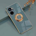 For Xiaomi Redmi Note 11E 6D Electroplating Full Coverage Silicone Protective Case with Magnetic Ring Holder(Grey)