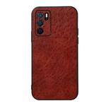 For OPPO A16 Accurate Hole Crazy Horse Texture PU Phone Case(Coffee)