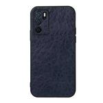 For OPPO A16 Accurate Hole Crazy Horse Texture PU Phone Case(Blue)