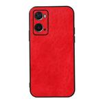 For OPPO A76 Accurate Hole Crazy Horse Texture PU Phone Case(Red)