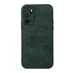 For OPPO A16 Accurate Hole Two-color Litchi Texture PU Phone Case(Green)