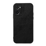 For OPPO A76 Accurate Hole Two-color Litchi Texture PU Phone Case(Black)