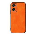 For OPPO A76 Accurate Hole Two-color Litchi Texture PU Phone Case(Orange)