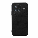 For vivo X80 Pro Accurate Hole Two-color Litchi Texture PU Phone Case(Black)