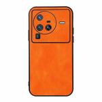 For vivo X80 Pro Accurate Hole Two-color Litchi Texture PU Phone Case(Orange)