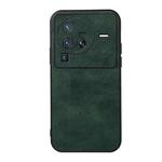 For vivo X80 Pro Accurate Hole Two-color Litchi Texture PU Phone Case(Green)
