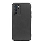 For OPPO A16 Accurate Hole Two-color Calf Texture PU Phone Case(Black)