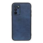 For OPPO A16 Accurate Hole Two-color Calf Texture PU Phone Case(Blue)