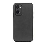 For OPPO A76 Accurate Hole Two-color Calf Texture PU Phone Case(Black)