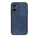 For OPPO A76 Accurate Hole Two-color Calf Texture PU Phone Case(Blue)