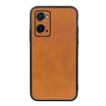 For OPPO A76 Accurate Hole Two-color Calf Texture PU Phone Case(Brown)