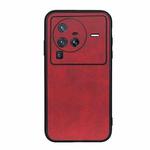 For vivo X80 Pro Accurate Hole Two-color Calf Texture PU Phone Case(Red)