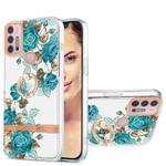 For Motorola Moto G30 / G20 / G10 Ring IMD Flowers TPU Phone Case(Blue Rose)