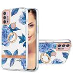 For Motorola Moto G30 / G20 / G10 Ring IMD Flowers TPU Phone Case(Blue Peony)