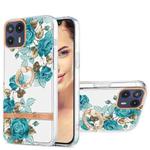 For Motorola Moto G50 5G Ring IMD Flowers TPU Phone Case(Blue Rose)