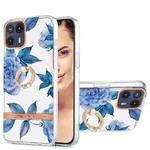 For Motorola Moto G50 5G Ring IMD Flowers TPU Phone Case(Blue Peony)