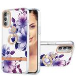 For Motorola Moto G51 5G Ring IMD Flowers TPU Phone Case(Purple Begonia)