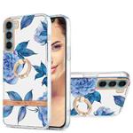 For Motorola Moto G200 Ring IMD Flowers TPU Phone Case(Blue Peony)