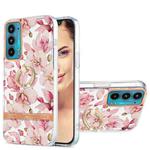 For Motorola Moto Edge 20 Ring IMD Flowers TPU Phone Case(Pink Gardenia)