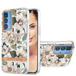 For Motorola Moto Edge 20 Pro Ring IMD Flowers TPU Phone Case(Green Gardenia)