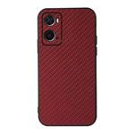 For OPPO A76 Accurate Hole Carbon Fiber Texture Shockproof Case(Red)