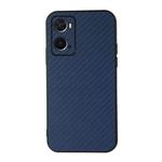 For OPPO A76 Accurate Hole Carbon Fiber Texture Shockproof Case(Blue)