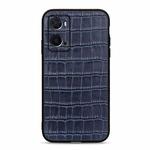 For OPPO A76 Accurate Hole Crocodile Texture Genuine Leather Phone Case(Blue)