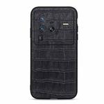 For vivo X80 Pro Accurate Hole Crocodile Texture Genuine Leather Phone Case(Black)