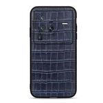 For vivo X80 Pro Accurate Hole Crocodile Texture Genuine Leather Phone Case(Blue)