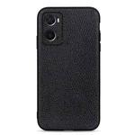 For OPPO A76 Accurate Hole Litchi Texture Genuine Leather Phone Case(Black)