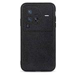 For vivo X80 Pro Accurate Hole Litchi Texture Genuine Leather Phone Case(Black)