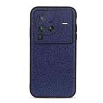 For vivo X80 Pro Accurate Hole Litchi Texture Genuine Leather Phone Case(Blue)