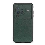 For vivo X80 Pro Accurate Hole Litchi Texture Genuine Leather Phone Case(Green)