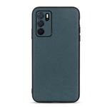 For OPPO A16 Accurate Hole Lambskin Texture Genuine Leather Phone Case(Green)