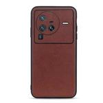 For vivo X80 Pro Accurate Hole Lambskin Texture Genuine Leather Phone Case(Brown)