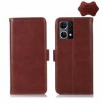 For OPPO Reno7 4G Global/F21 Pro 4G Crazy Horse Top Layer Cowhide Leather Phone Case(Brown)